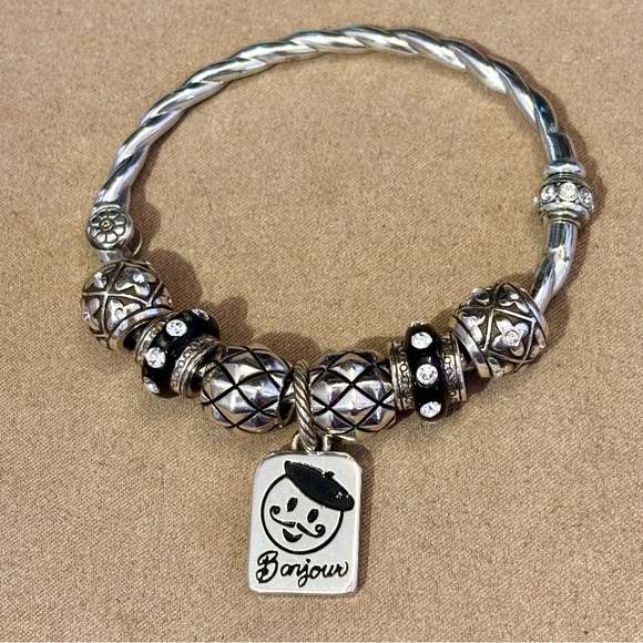 Brighton Alcazar silver bead Floral pattern with clear crystal accents Retired - Picture 4 of 5